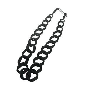 Black Chunky Matte Chain Link Necklace Adjustable Lobster Clasp